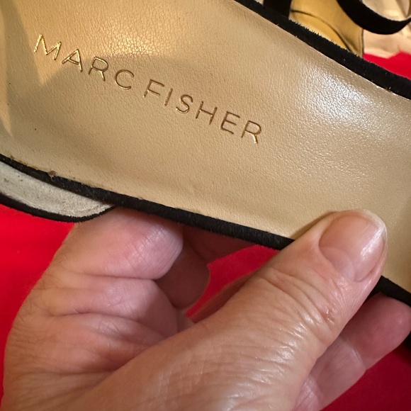 Marc Fisher Black Suede Ankle-Strap Block Heel Sandals - Picture 2 of 4